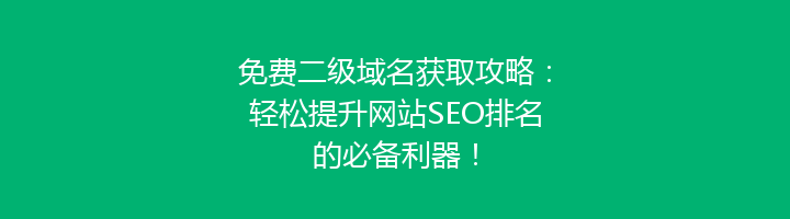 免费二级域名获取攻略：轻松提升网站SEO排名的必备利器！