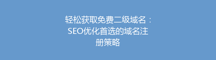 轻松获取免费二级域名：SEO优化首选的域名注册策略