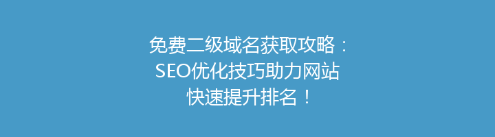 免费二级域名获取攻略:SEO优化技巧助力网站快速提升排名!
