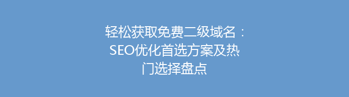 轻松获取免费二级域名：SEO优化首选方案及热门选择盘点