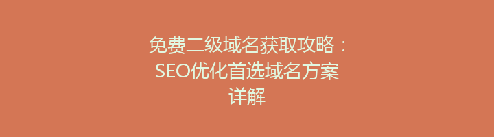 免费二级域名获取攻略：SEO优化首选域名方案详解