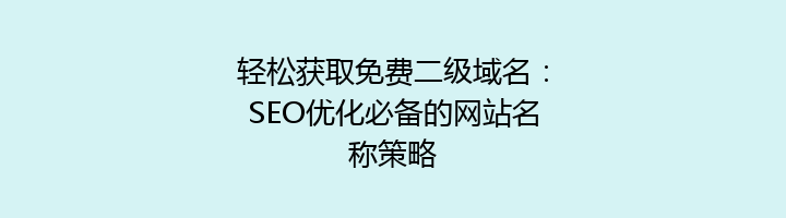 轻松获取免费二级域名：SEO优化必备的网站名称策略