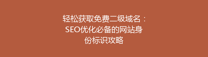 轻松获取免费二级域名：SEO优化必备的网站身份标识攻略