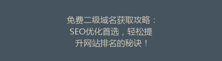免费二级域名获取攻略：SEO优化首选，轻松提升网站排名的秘诀！