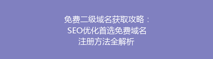 免费二级域名获取攻略：SEO优化首选免费域名注册方法全解析