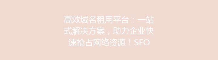 高效域名租用平台:一站式解决方案,助力企业快速抢占网络资源!SEO优化首选