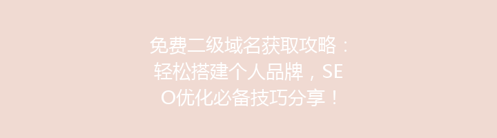 免费二级域名获取攻略：轻松搭建个人品牌，SEO优化必备技巧分享！
