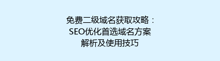 免费二级域名获取攻略：SEO优化首选域名方案解析及使用技巧
