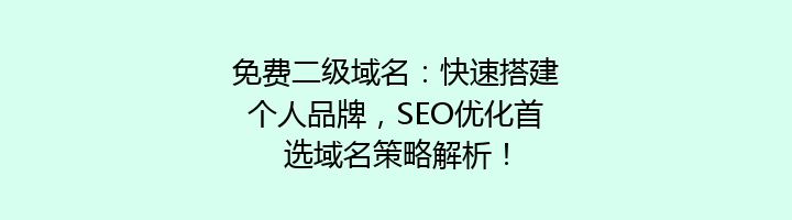 免费二级域名：快速搭建个人品牌，SEO优化首选域名策略解析！
