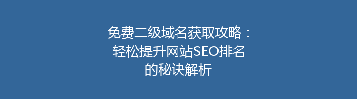 免费二级域名获取攻略：轻松提升网站SEO排名的秘诀解析