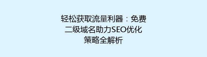 轻松获取流量利器：免费二级域名助力SEO优化策略全解析