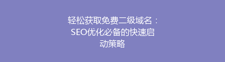 轻松获取免费二级域名：SEO优化必备的快速启动策略