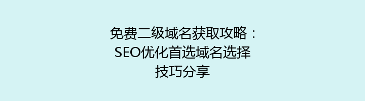 免费二级域名获取攻略:SEO优化首选域名选择技巧分享