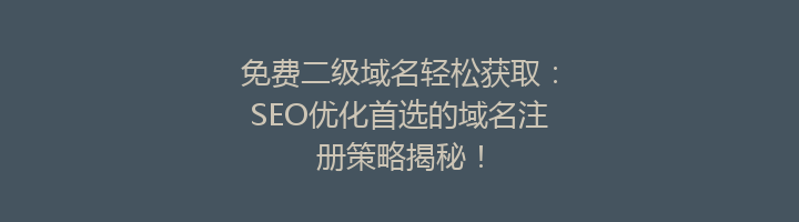 免费二级域名轻松获取:SEO优化首选的域名注册策略揭秘!