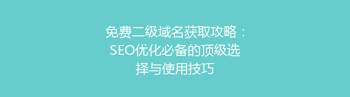 免费二级域名获取攻略:SEO优化必备的顶级选择与使用技巧