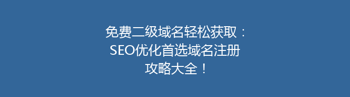 免费二级域名轻松获取：SEO优化首选域名注册攻略大全！
