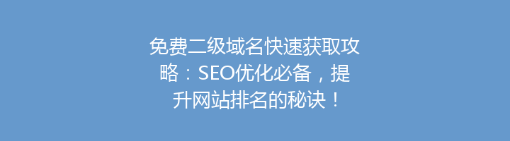 免费二级域名快速获取攻略：SEO优化必备，提升网站排名的秘诀！