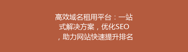 高效域名租用平台:一站式解决方案,优化SEO,助力网站快速提升排名!