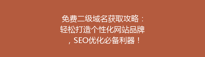免费二级域名获取攻略:轻松打造个性化网站品牌,SEO优化必备利器!