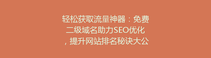 轻松获取流量神器：免费二级域名助力SEO优化，提升网站排名秘诀大公开！