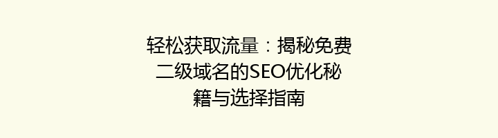 轻松获取流量：揭秘免费二级域名的SEO优化秘籍与选择指南