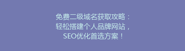 免费二级域名获取攻略:轻松搭建个人品牌网站,SEO优化首选方案!