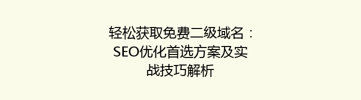 轻松获取免费二级域名：SEO优化首选方案及实战技巧解析