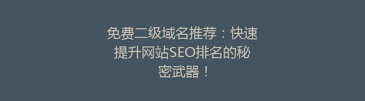 免费二级域名推荐:快速提升网站SEO排名的秘密武器!
