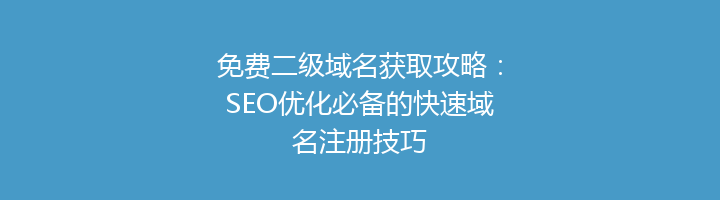 免费二级域名获取攻略:SEO优化必备的快速域名注册技巧