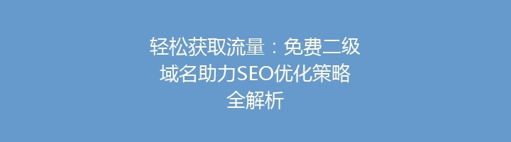 轻松获取流量：免费二级域名助力SEO优化策略全解析