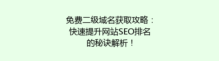 免费二级域名获取攻略:快速提升网站SEO排名的秘诀解析!