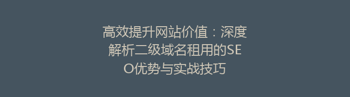 高效提升网站价值:深度解析二级域名租用的SEO优势与实战技巧