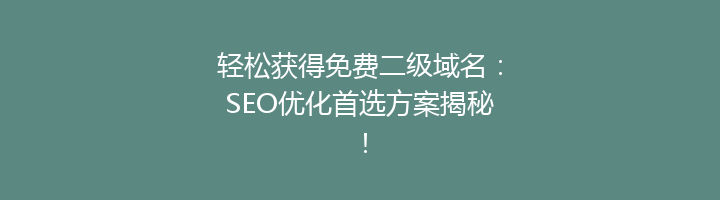 轻松获得免费二级域名：SEO优化首选方案揭秘！