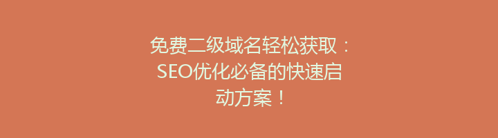 免费二级域名轻松获取：SEO优化必备的快速启动方案！