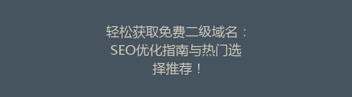 轻松获取免费二级域名：SEO优化指南与热门选择推荐！