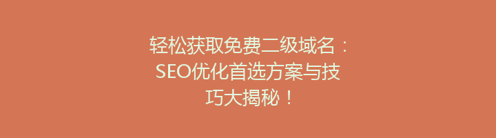 轻松获取免费二级域名：SEO优化首选方案与技巧大揭秘！