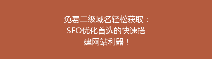 免费二级域名轻松获取：SEO优化首选的快速搭建网站利器！