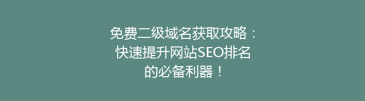 免费二级域名获取攻略:快速提升网站SEO排名的必备利器!