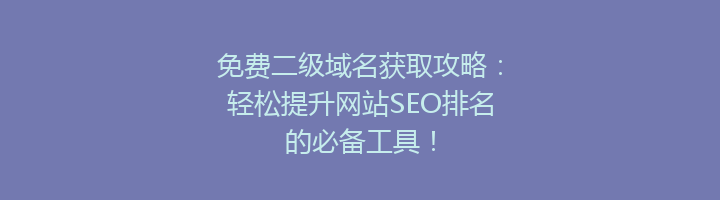 免费二级域名获取攻略:轻松提升网站SEO排名的必备工具!
