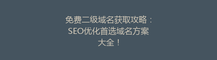 免费二级域名获取攻略：SEO优化首选域名方案大全！