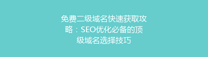 免费二级域名快速获取攻略:SEO优化必备的顶级域名选择技巧