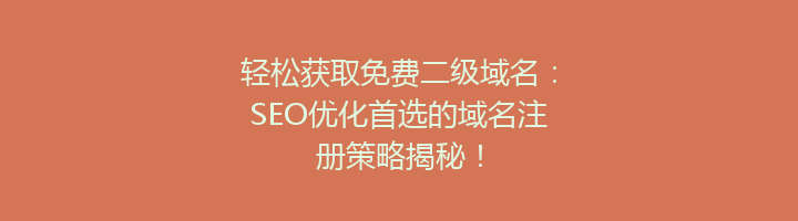 轻松获取免费二级域名：SEO优化首选的域名注册策略揭秘！