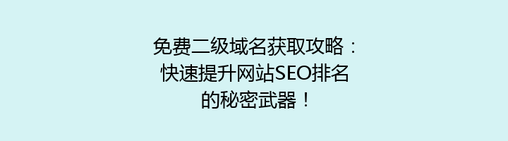 免费二级域名获取攻略：快速提升网站SEO排名的秘密武器！