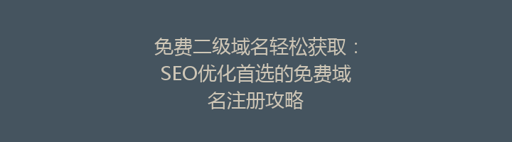 免费二级域名轻松获取:SEO优化首选的免费域名注册攻略