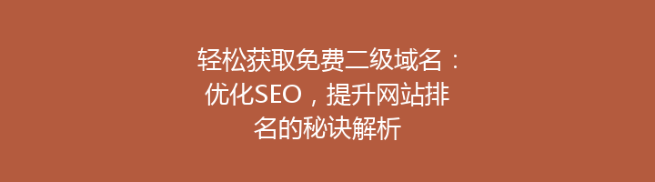 轻松获取免费二级域名:优化SEO,提升网站排名的秘诀解析