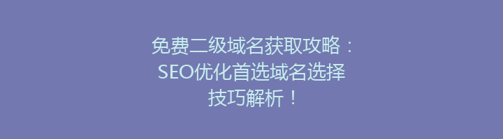 免费二级域名获取攻略:SEO优化首选域名选择技巧解析!