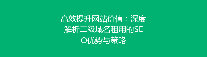 高效提升网站价值:深度解析二级域名租用的SEO优势与策略