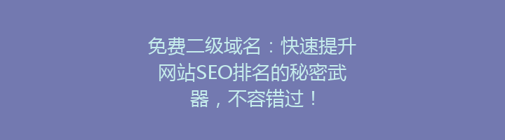 免费二级域名:快速提升网站SEO排名的秘密武器,不容错过!