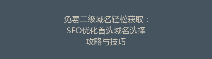 免费二级域名轻松获取：SEO优化首选域名选择攻略与技巧