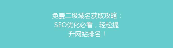 免费二级域名获取攻略：SEO优化必看，轻松提升网站排名！
